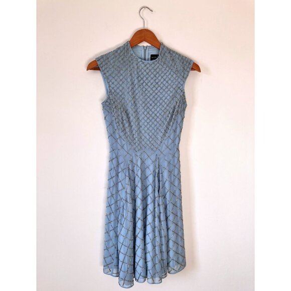 Needle & Thread Circle Mesh Embellished Skater Dress Blue Size 2 - Picture 3 of 8
